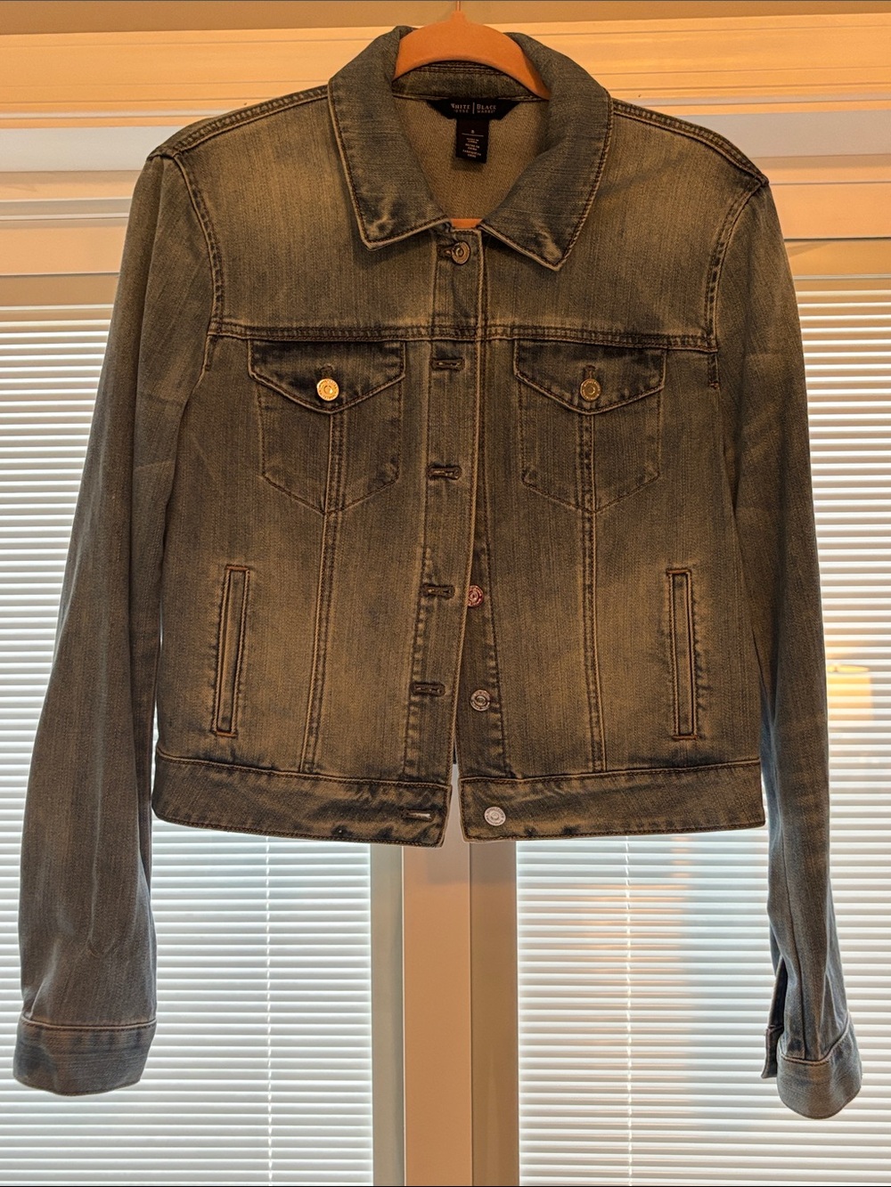 White House Black Market Faded Blue Denim Jacket